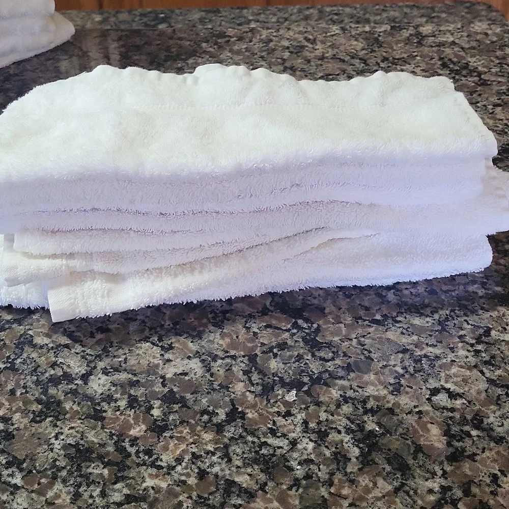 Lot Of 10 Washcloths 100% cotton thick white unbranded like new condition